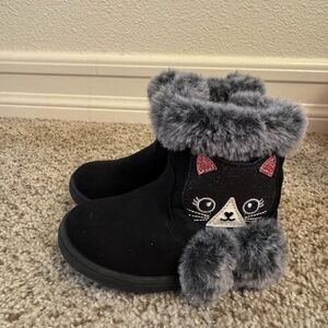 Toddler Black Cat Fur Boots